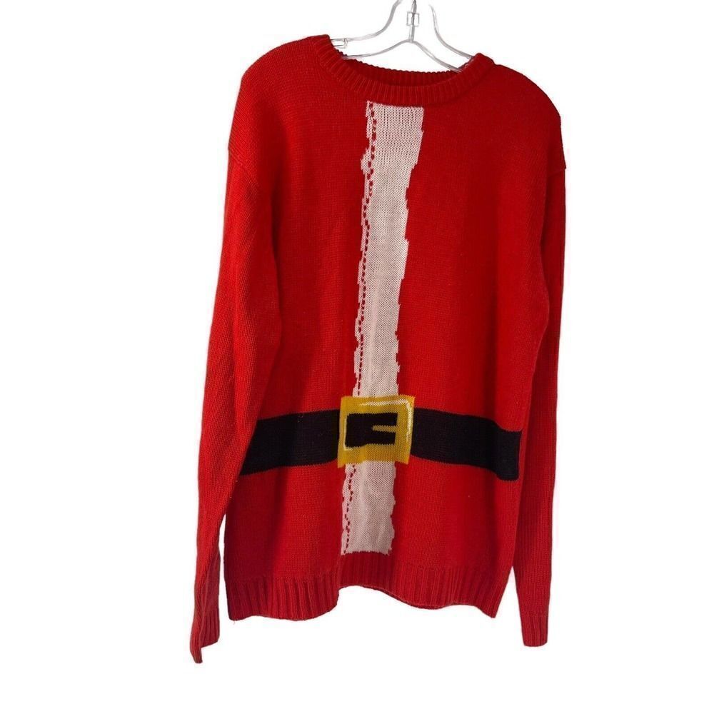 Santa Christmas Sweater Blitzen & Company Red Ugly Sweater Funny Mens Size Large